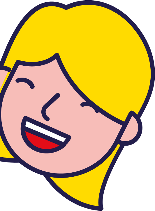 Изображение улыбающейся девушки в стилистике бренда