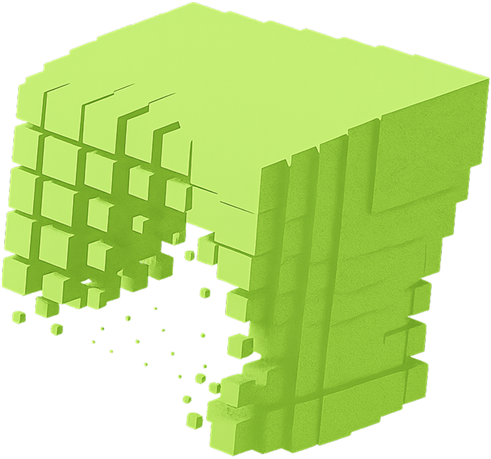 ломающийся зелёный куб